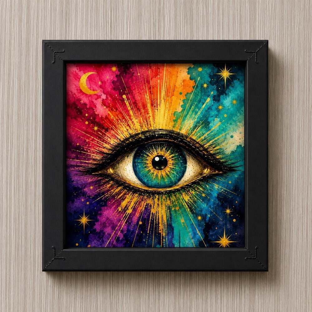 8 X 8 Black Framed Celestial All Seeing 2 E 4 B